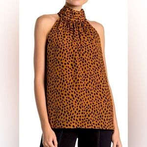 Joie Erola Cheetah Print Halter Top | Size L | Sleeveless Animal Print Blouse